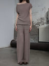 INTO THE EAST 25 Autumn/Winter Khaki/Black Knitted Hollow Straight Pants ITE-E1DGSS020GY20PT-KQH Khaki (E1DGSS027CM20PT)